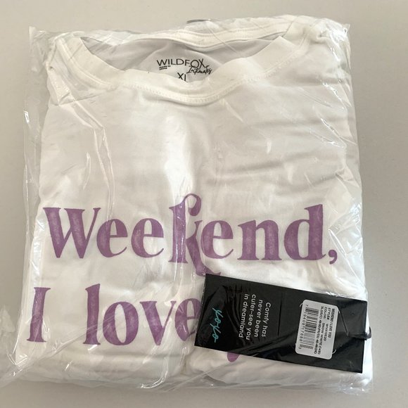 Wildfox Intimates Weekend I Love You Pajamas 2 PC Set Top & Joggers PJ's Size XL - Picture 6 of 6